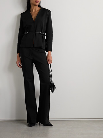 Givenchy Belted leather-trimmed jersey blazer