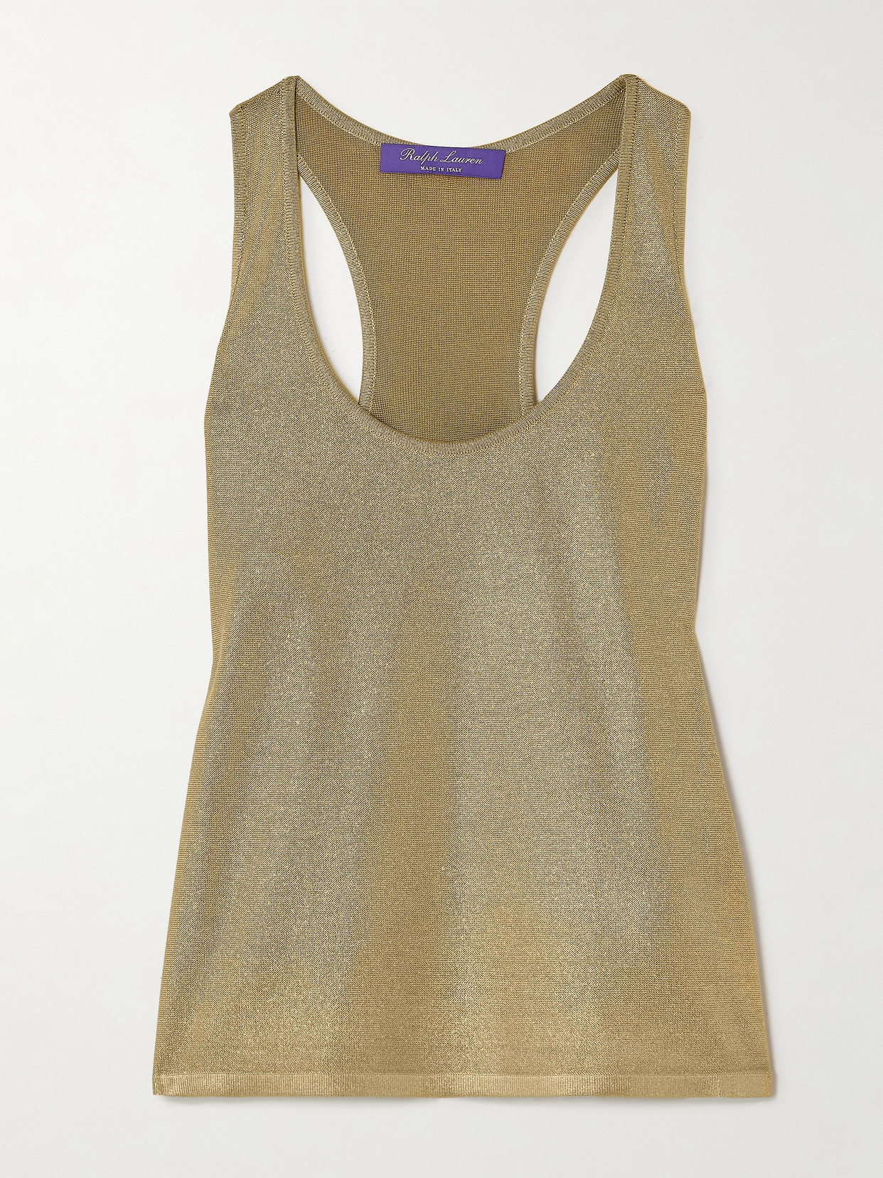 Ralph Lauren Metallic Silk-blend Tank In Gold