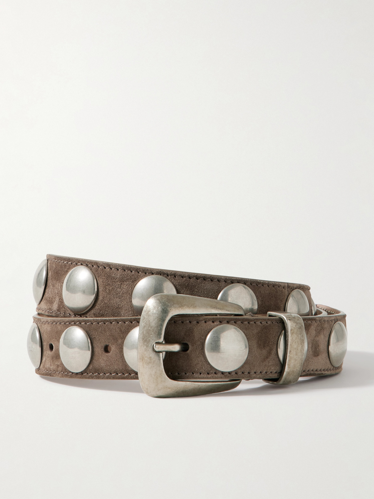 KHAITE BENNY STUDDED SUEDE BELT