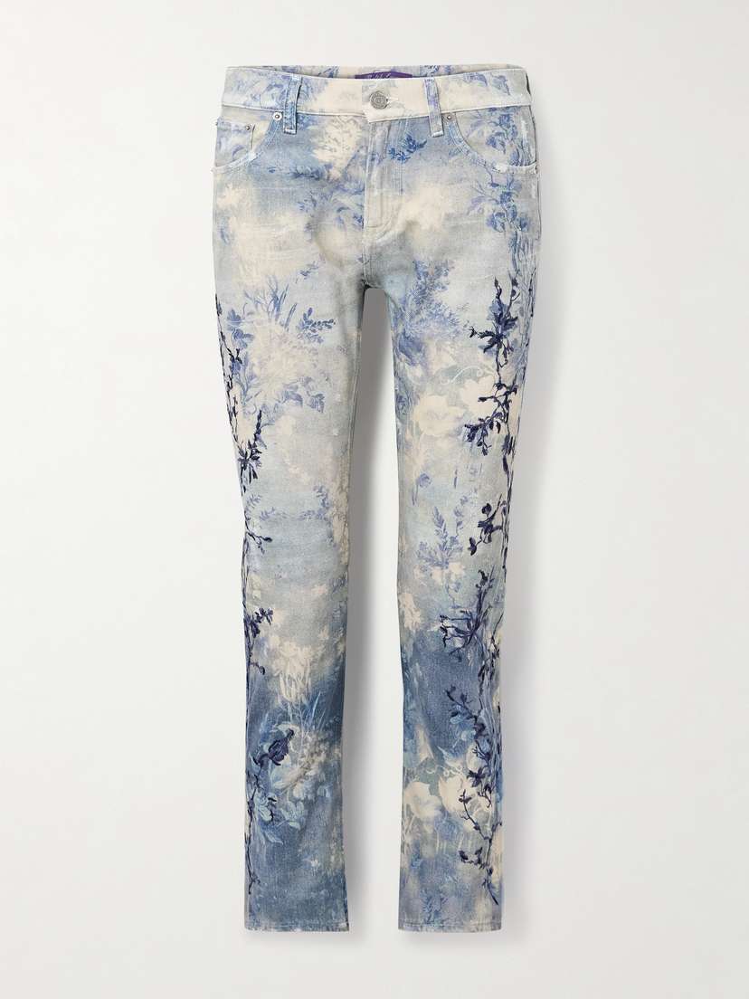 Ralph Lauren Collection Sequin-embellished Printed Low-rise Skinny Jeans