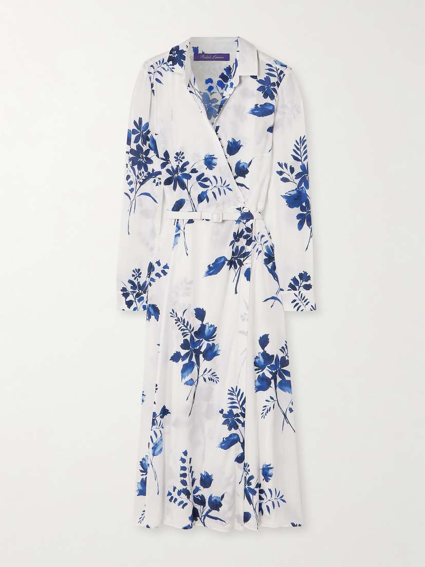 Ralph Lauren Collection Aniyah Belted Floral-print Voile Wrap Dress