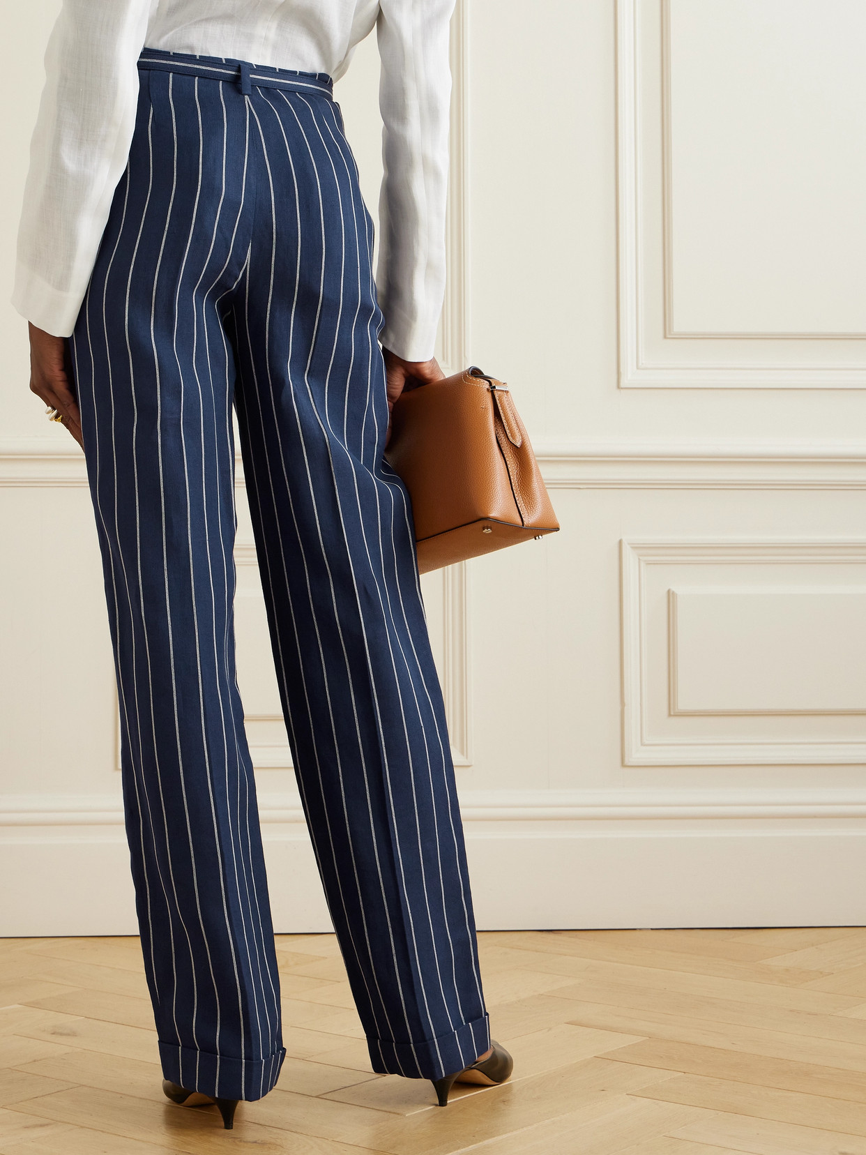 Polo Ralph Lauren Stamford Striped Linen-cotton Pant In Blue