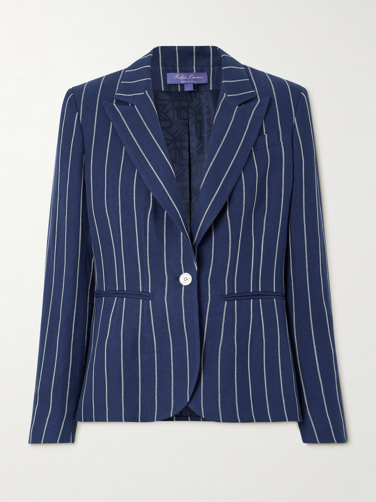 Polo Ralph Lauren Aaiden Striped Linen And Cotton-blend Jacket In Blue