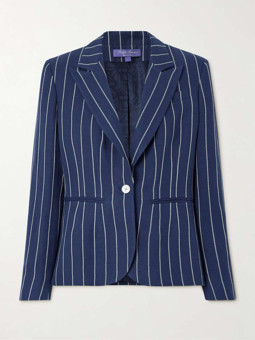 Ralph Lauren Collection Aaiden Striped Linen And Cotton-blend Jacket