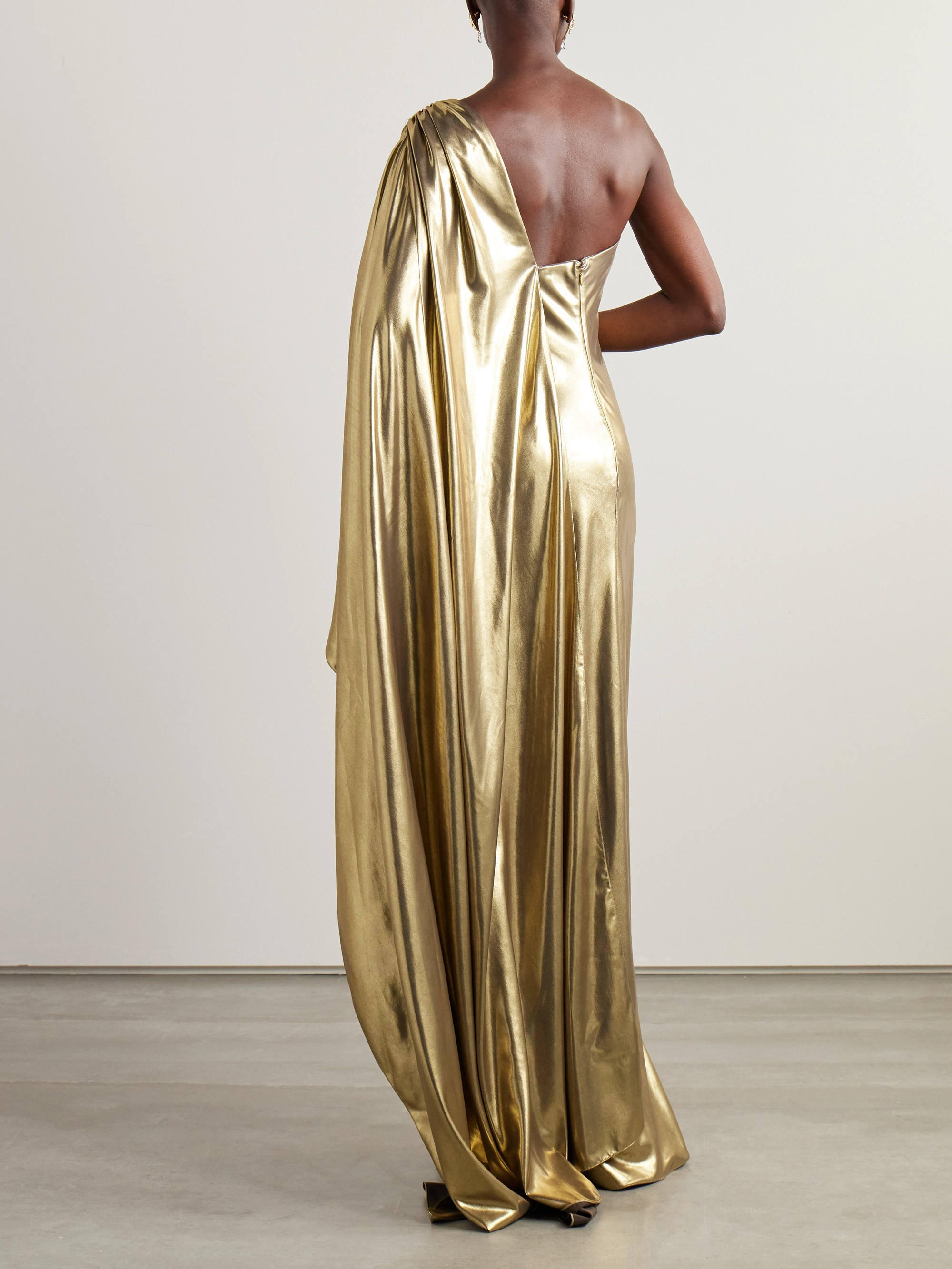 Ralph Lauren Collection Jackeline one-shoulder asymmetric draped lamé gown