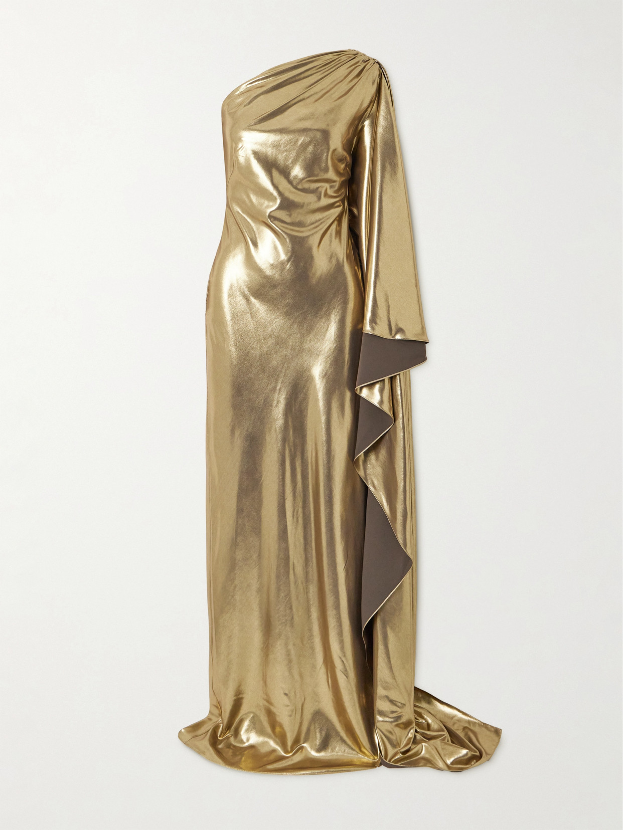 Ralph Lauren Jackeline One-shoulder Metallic Gown In Gold