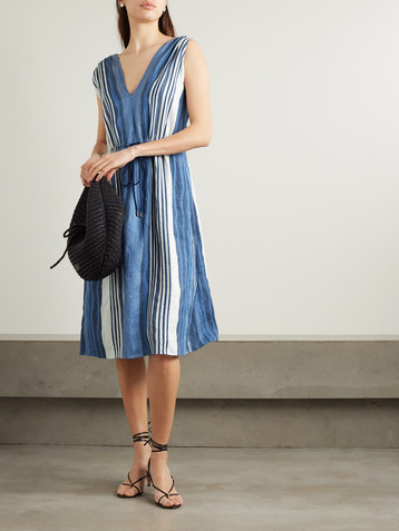 Ralph Lauren Collection Pammela striped linen and silk-blend midi dress