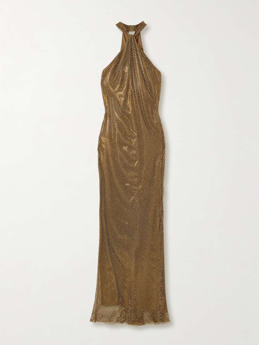 Ralph Lauren Collection Braydon Crystal-embellished Metallic Mesh Gown