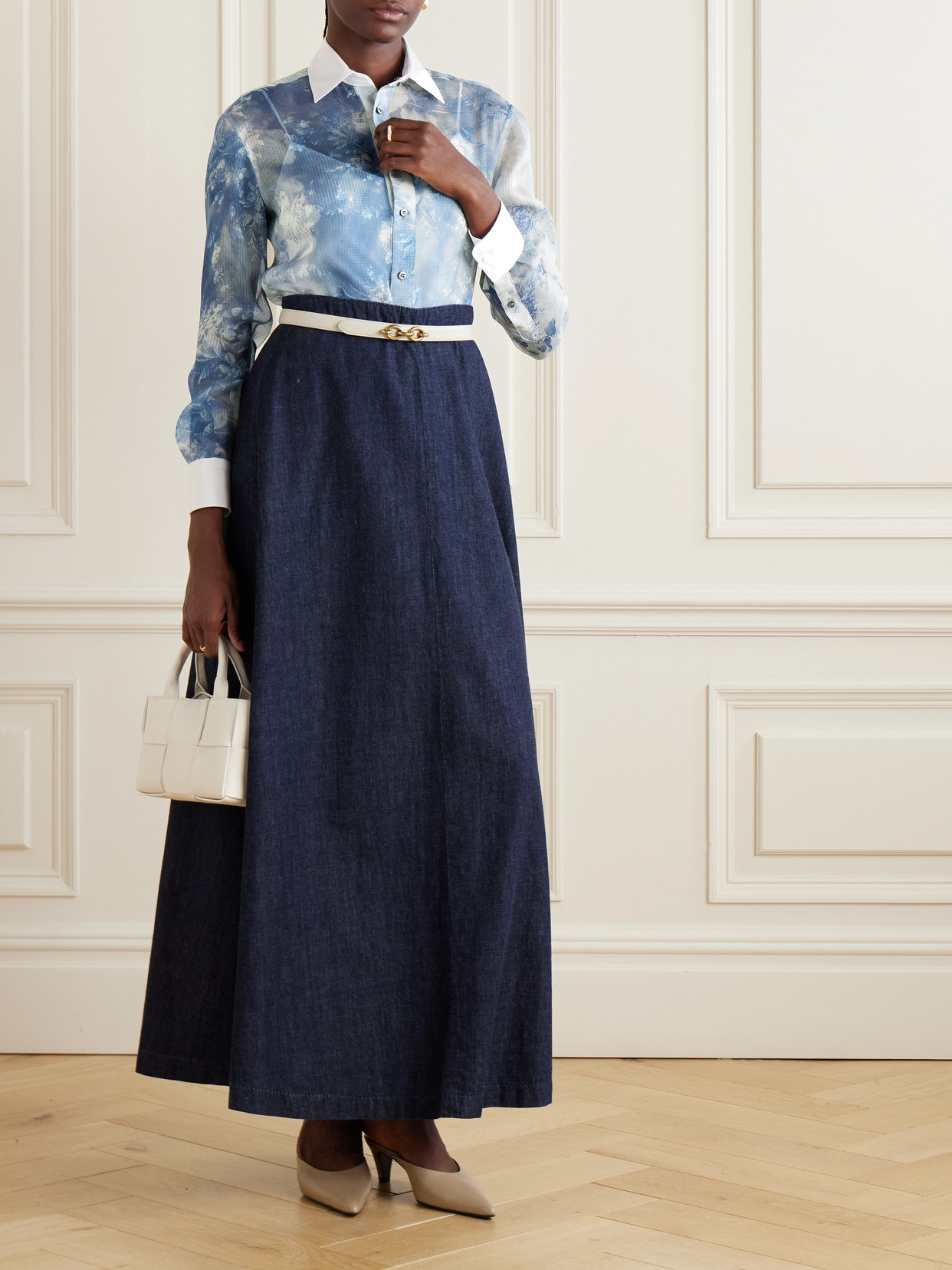 Collection - Nancie Cotton Poplin-Trimmed Floral-Print Silk-Gauze Shirt