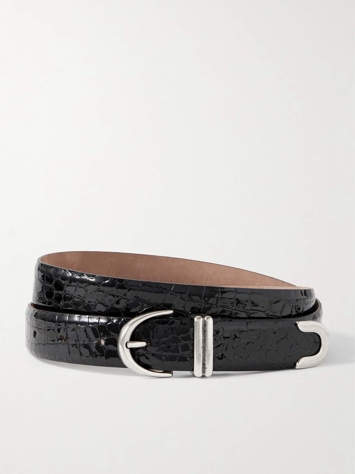 Khaite Bambi Croc-effect Leather Belt In Black