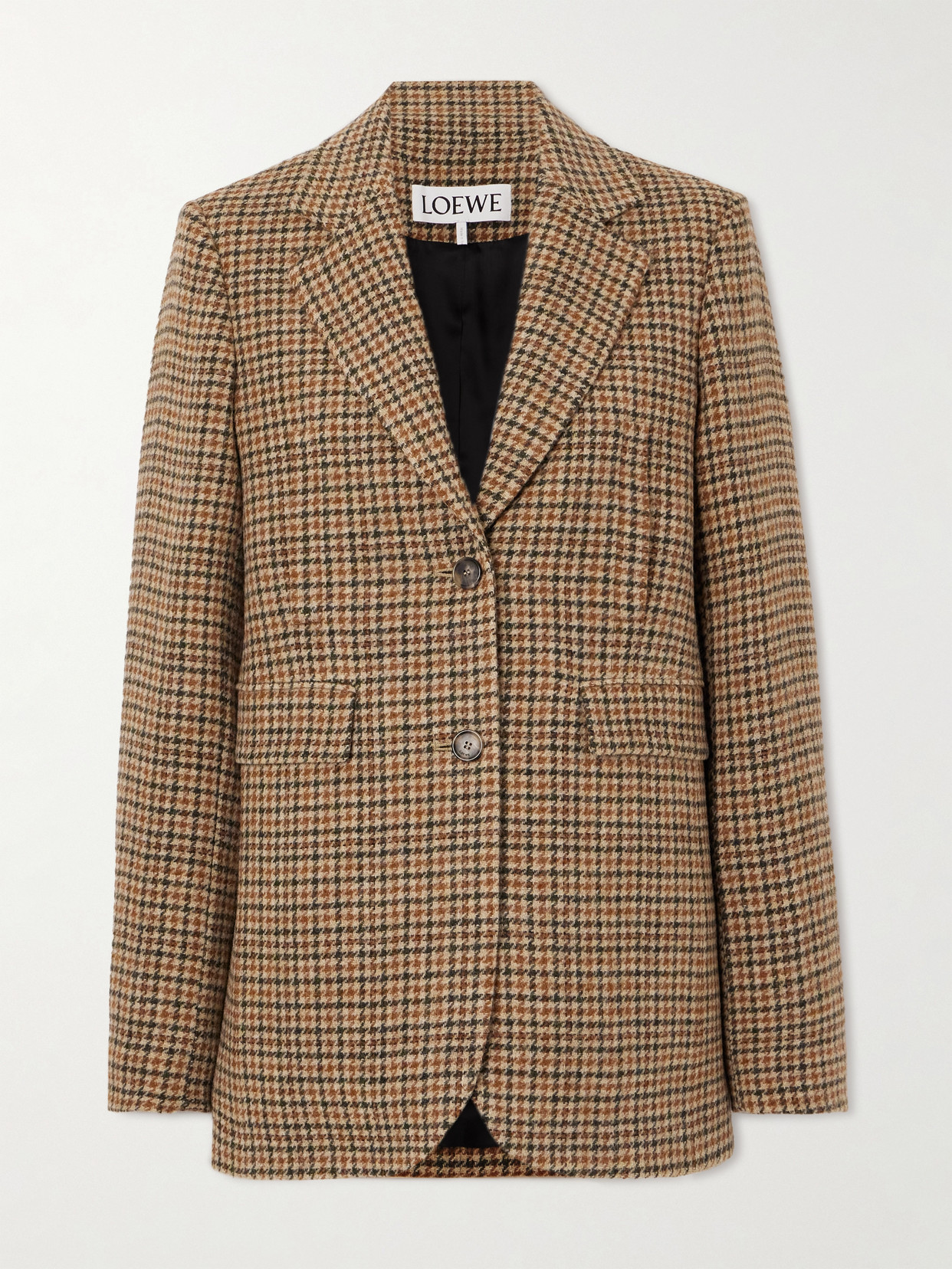 Loewe Houndstooth Wool Tweed Blazer In Brown