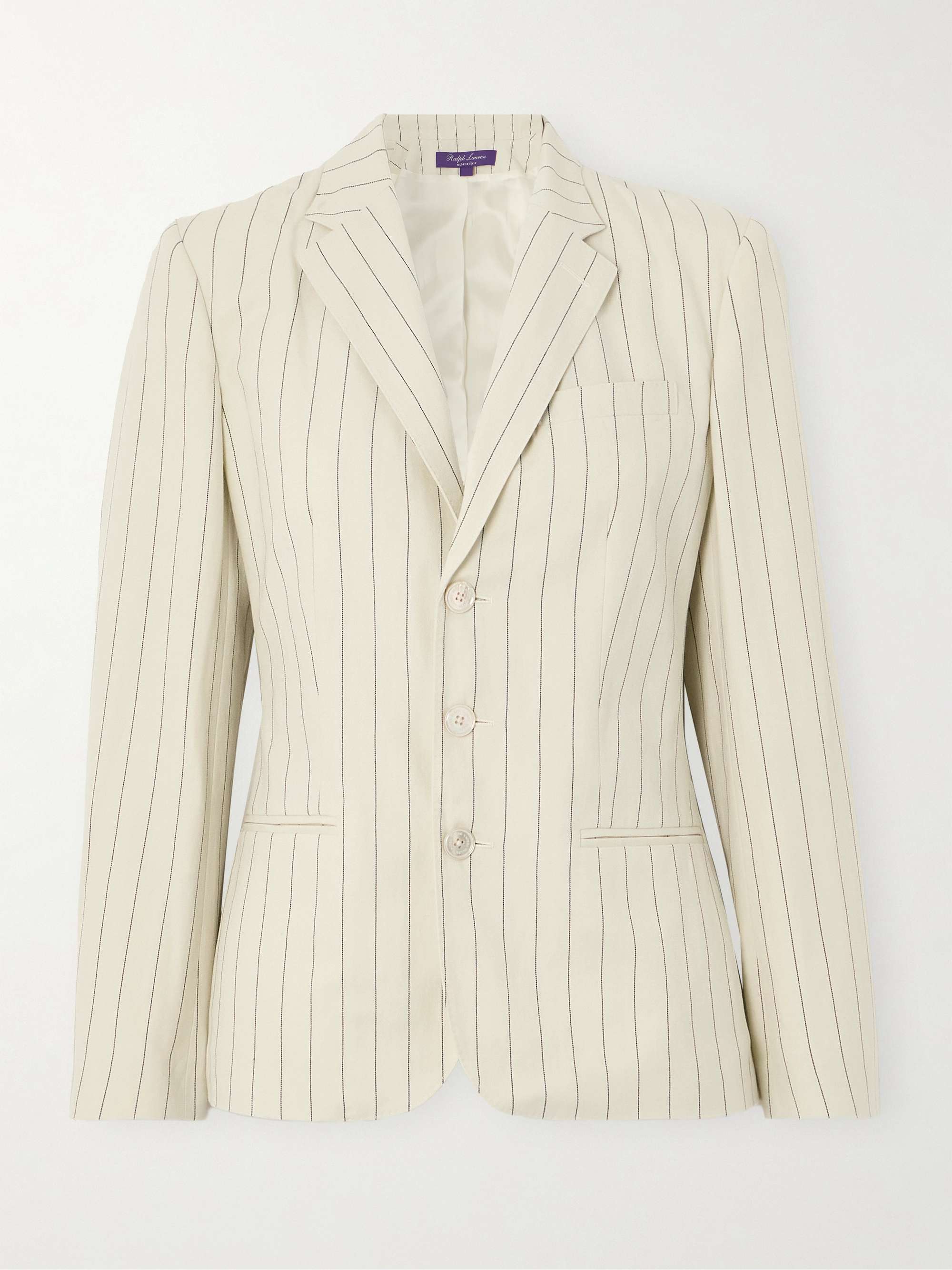 RALPH LAUREN COLLECTION Skye pinstriped cotton and linen blend blazer NET A PORTER