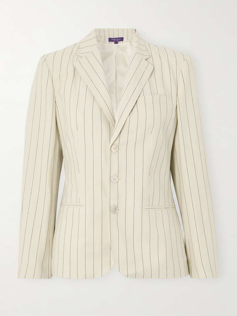 Ralph Lauren Collection Skye Pinstriped Cotton And Linen-blend Blazer