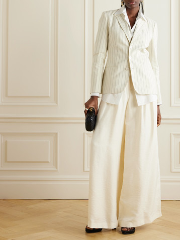 Ralph Lauren Collection Skye pinstriped cotton and linen-blend blazer