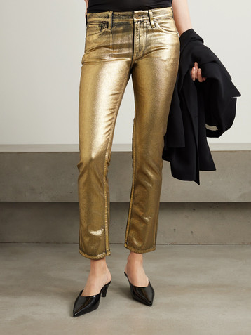 Ralph Lauren Collection Metallic coated low-rise skinny jeans