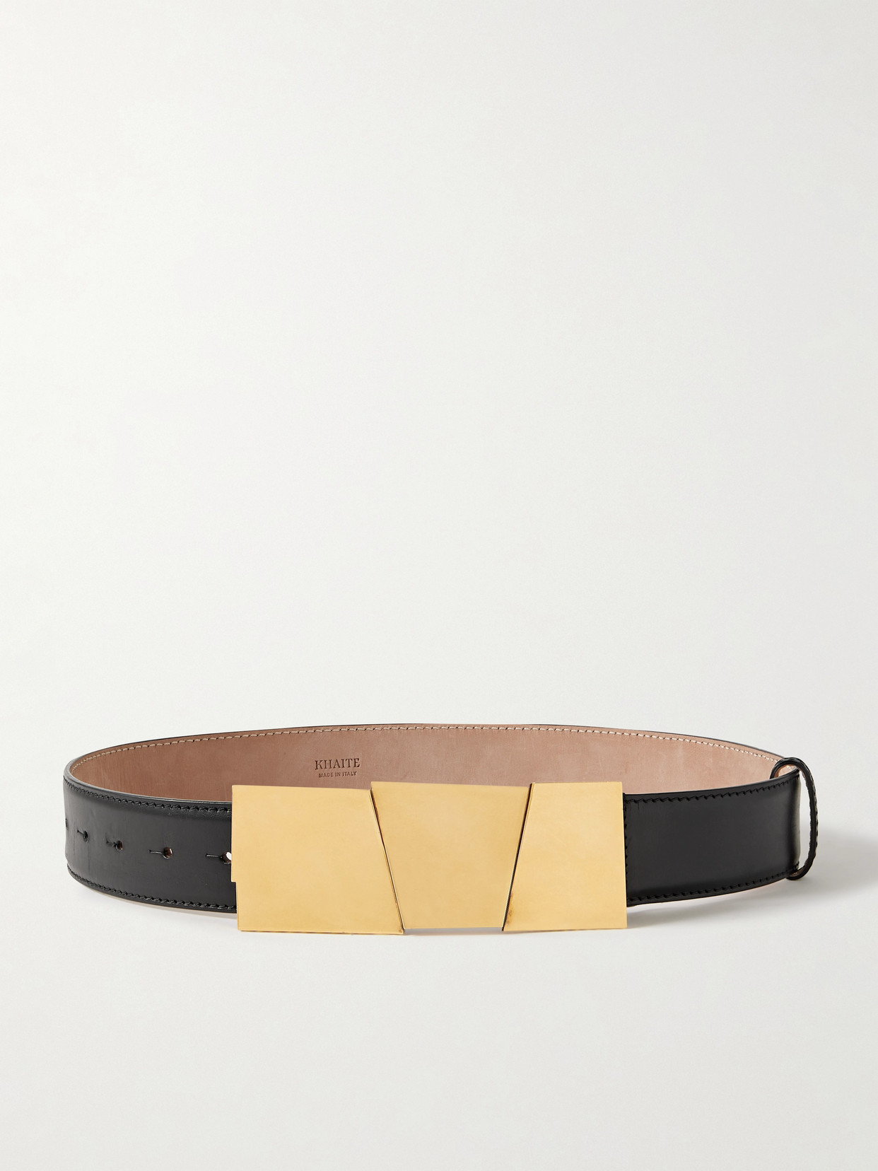 Khaite Axel Gold-tone And Leather Belt In Black