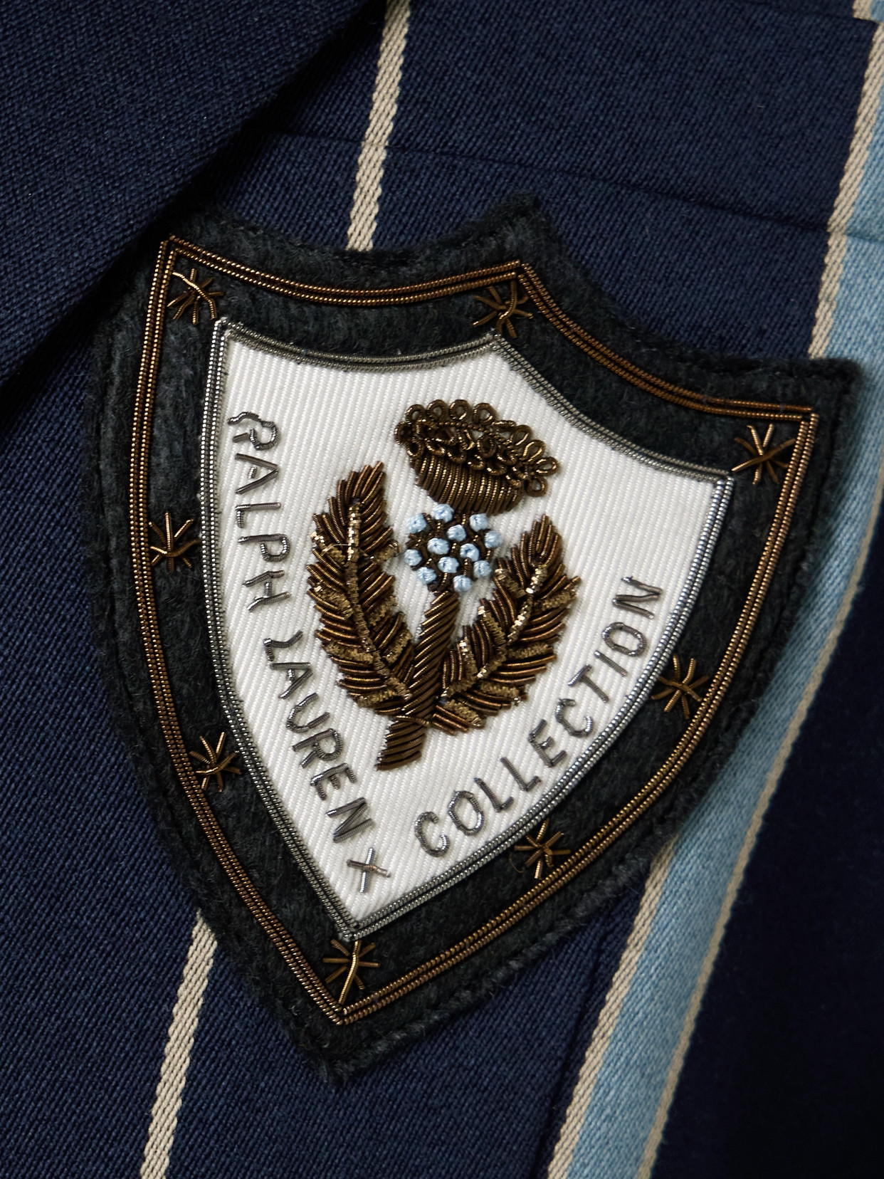 Polo Ralph Lauren Elliot Logo-appliquéd Striped Wool And Cotton-blend Twill Blazer In Blue