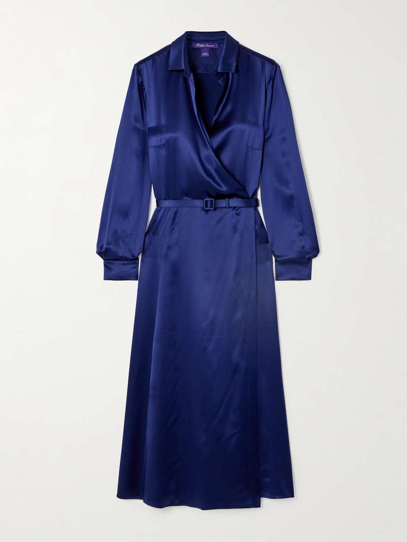 Ralph Lauren Collection Aniyah Belted Silk-satin Midi Wrap Dress