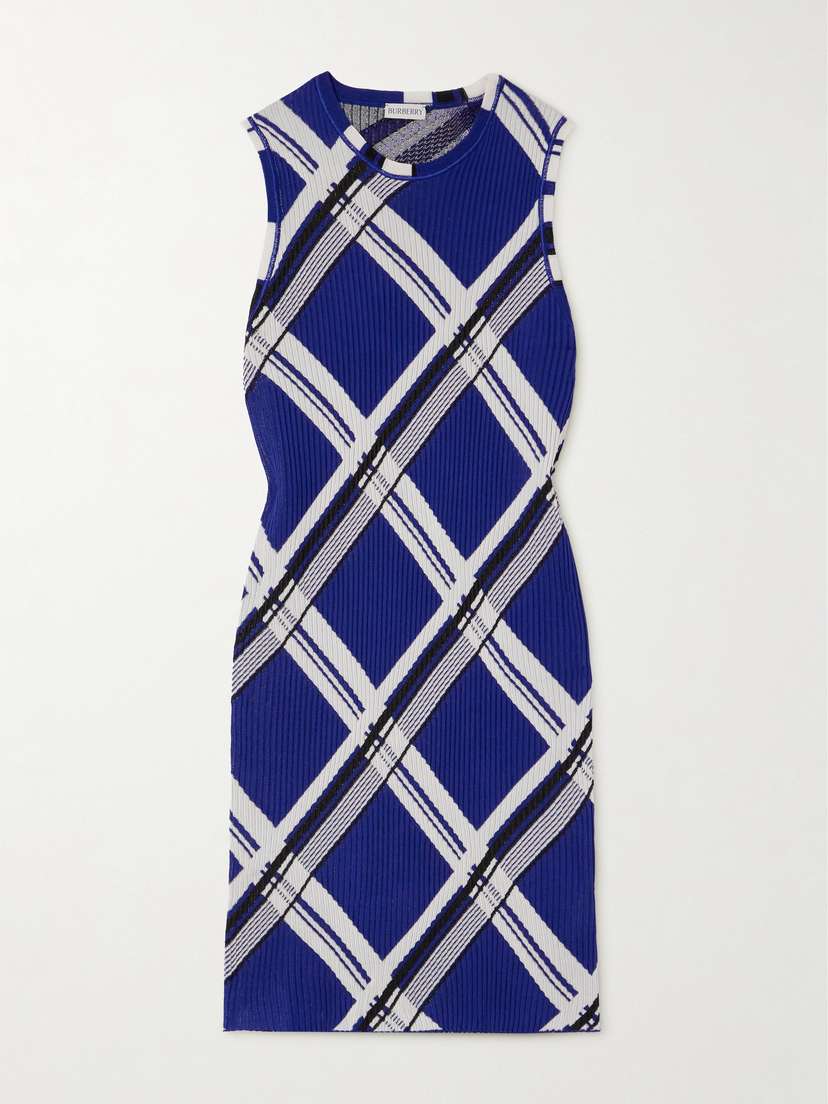 Burberry Printed Ribbed Silk Mini Dress