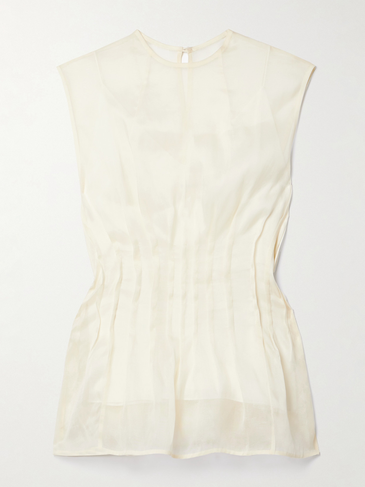 Khaite Westin Pleated Silk Top In Ivory