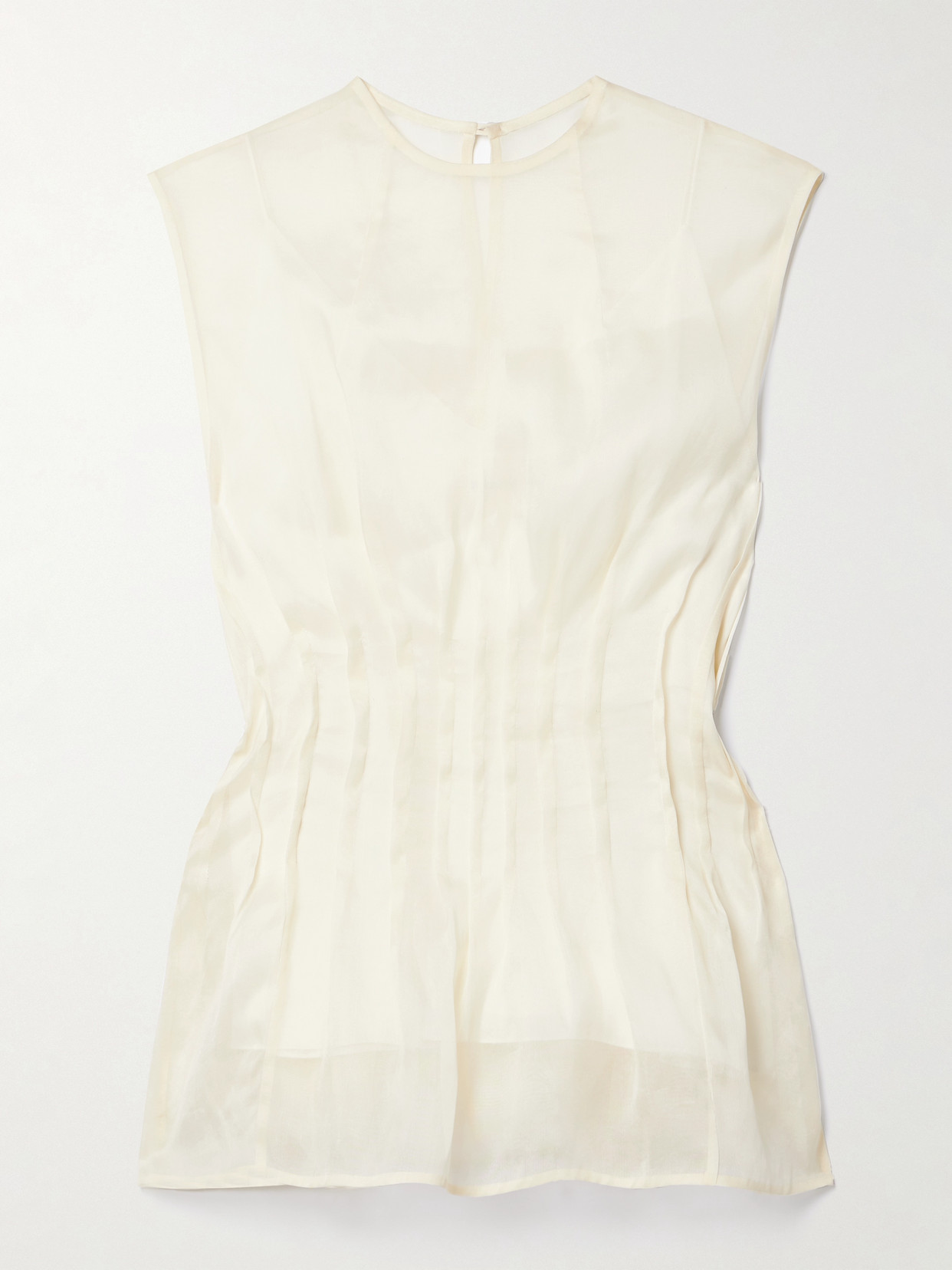 Shop Khaite Westin Pintucked Silk-organza Top In Ivory