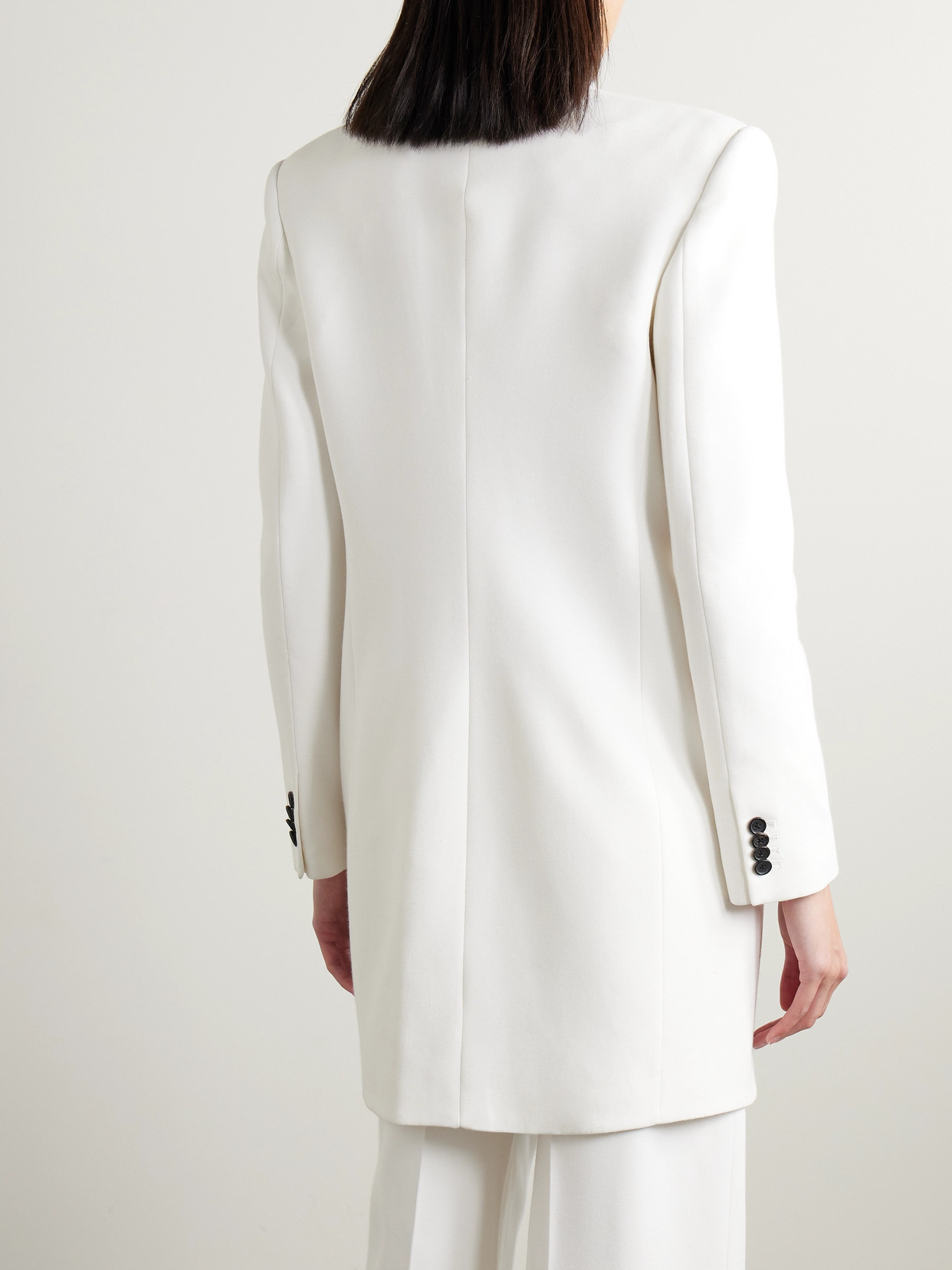 Khaite Jacobson Brushed Leather Coat In White