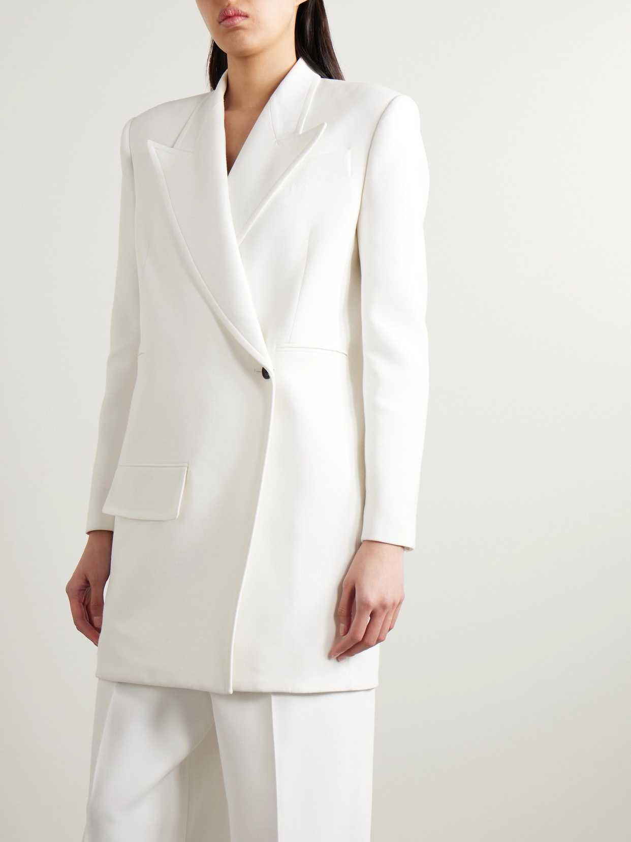 Khaite Jacobson Brushed Leather Coat In White