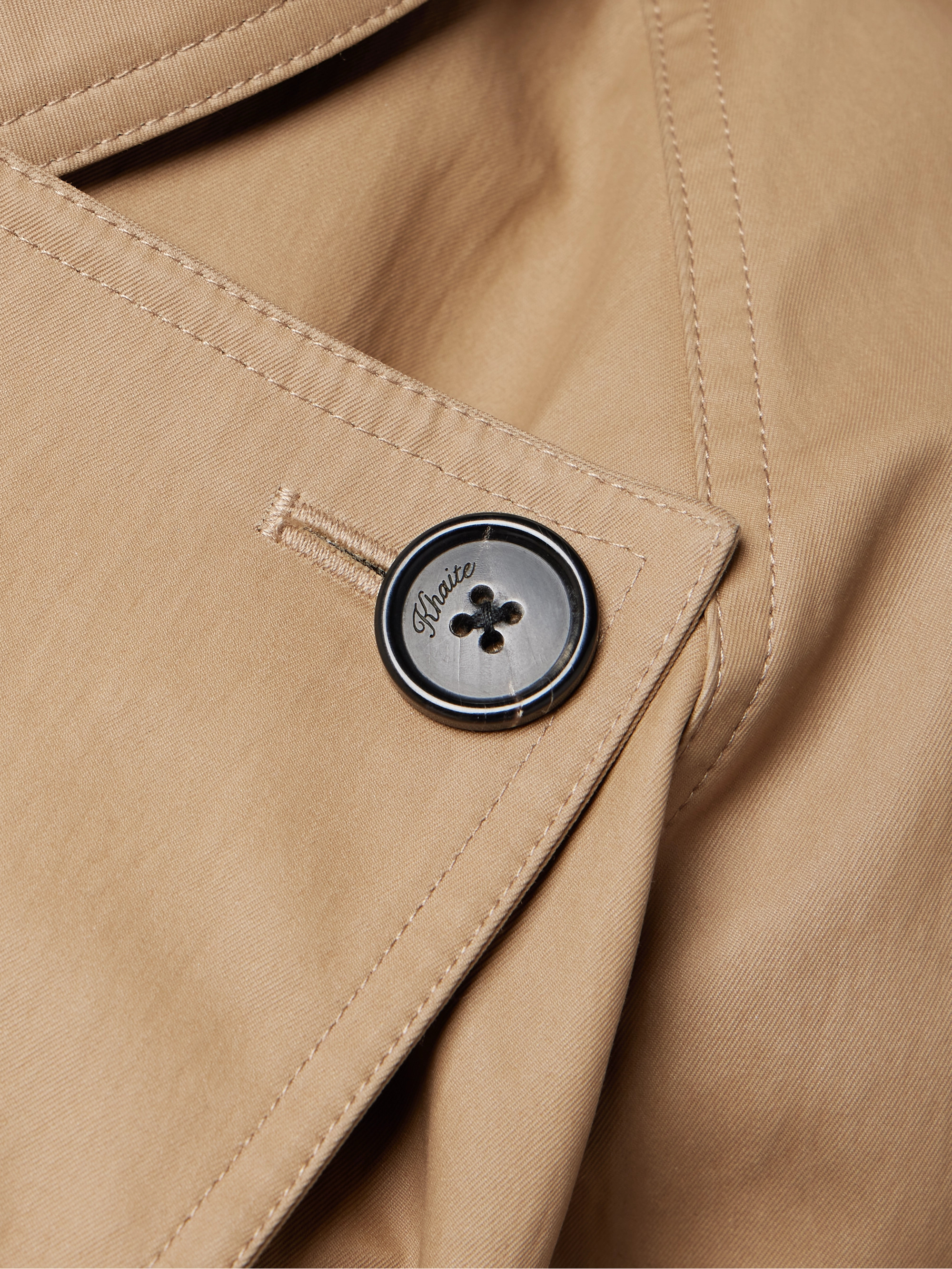 KHAITE Hammond cropped belted cotton-blend twill trench coat thumbnail