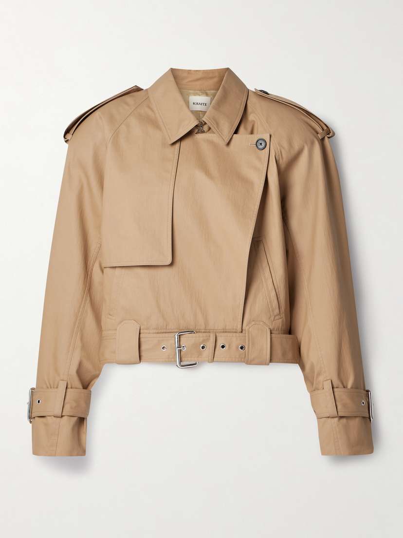 Khaite Hammond Cropped Belted Cotton-blend Twill Trench Coat