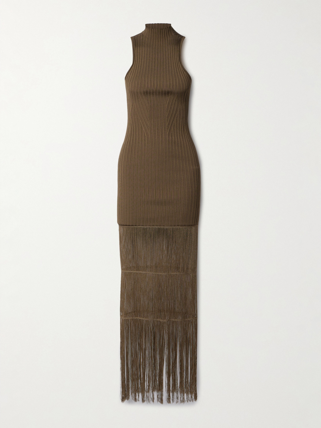Khaite Zare Fringe Maxi Dress In Green