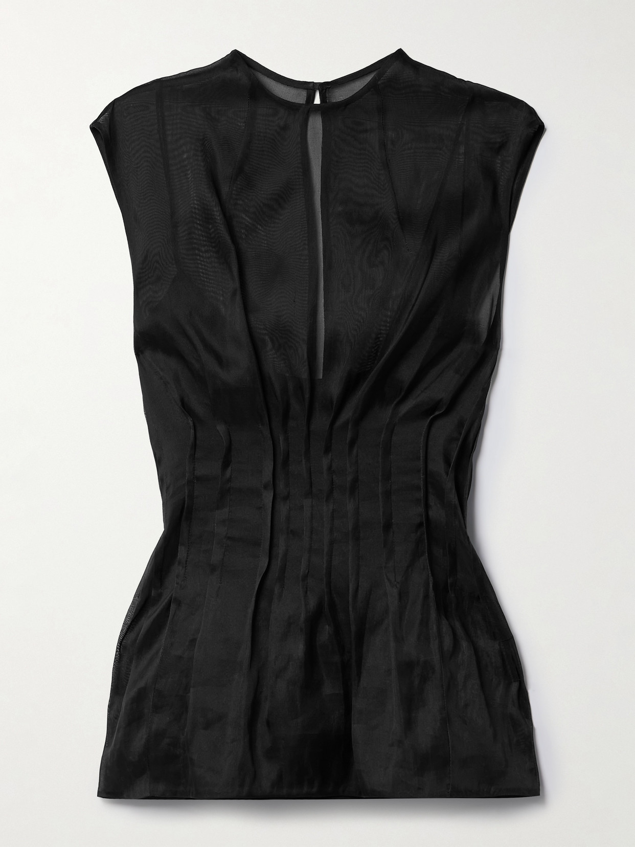 Khaite Westin Pleated Silk Top In Black