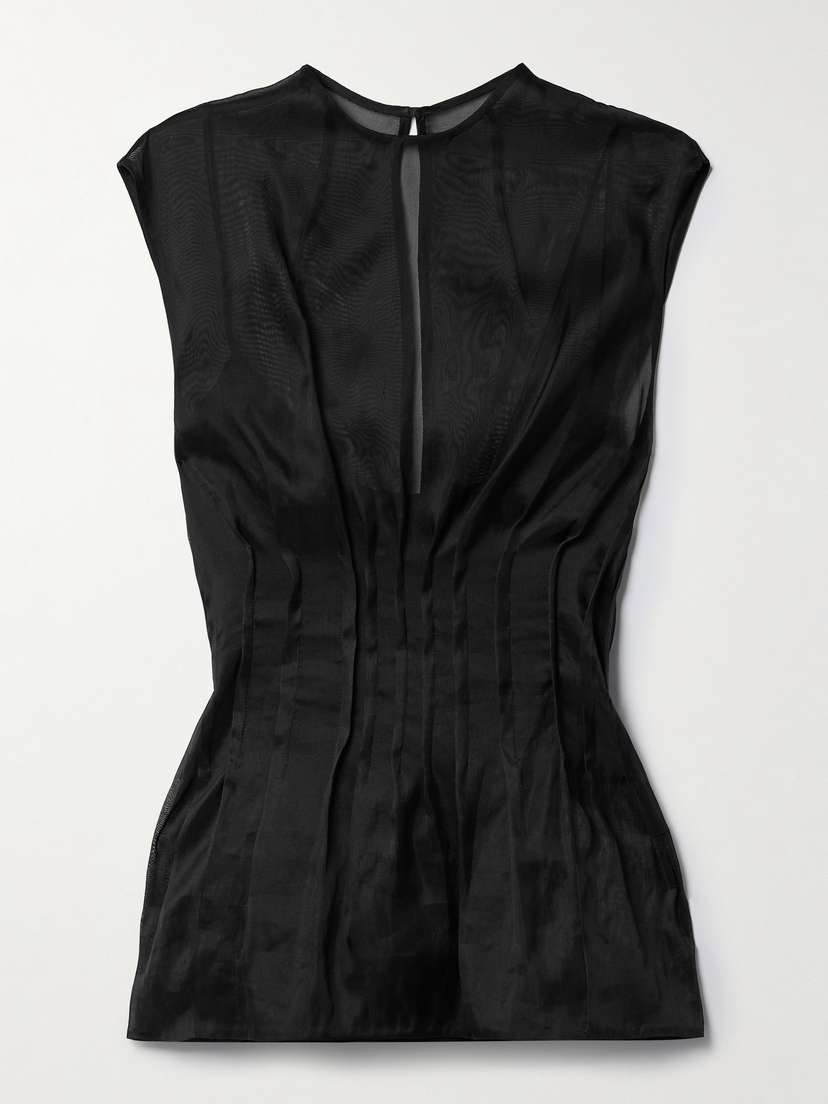 Khaite Westin Pintucked Silk-organza Top