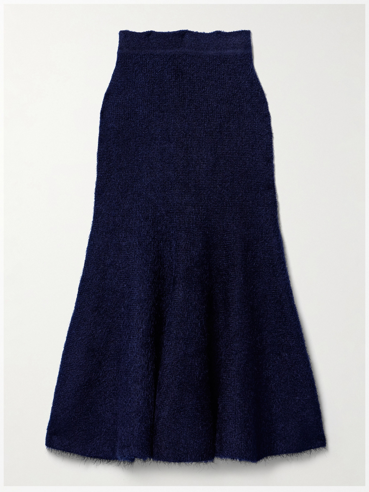 Khaite Cadence Silk And Cashmere-blend Tweed Midi Skirt In Blue