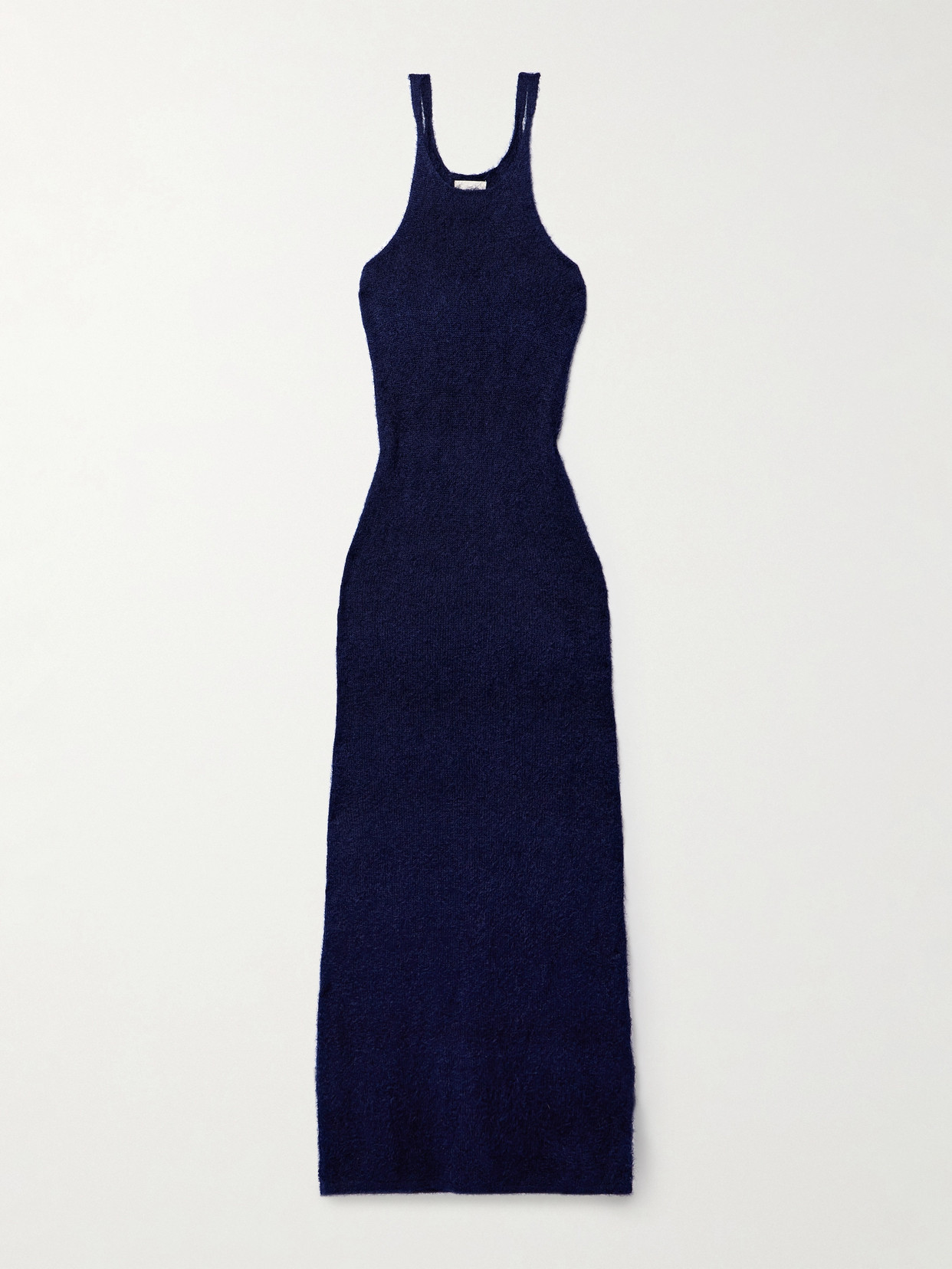 Khaite Jaime Brushed Silk And Cashmere-blend Maxi Dress In Blue