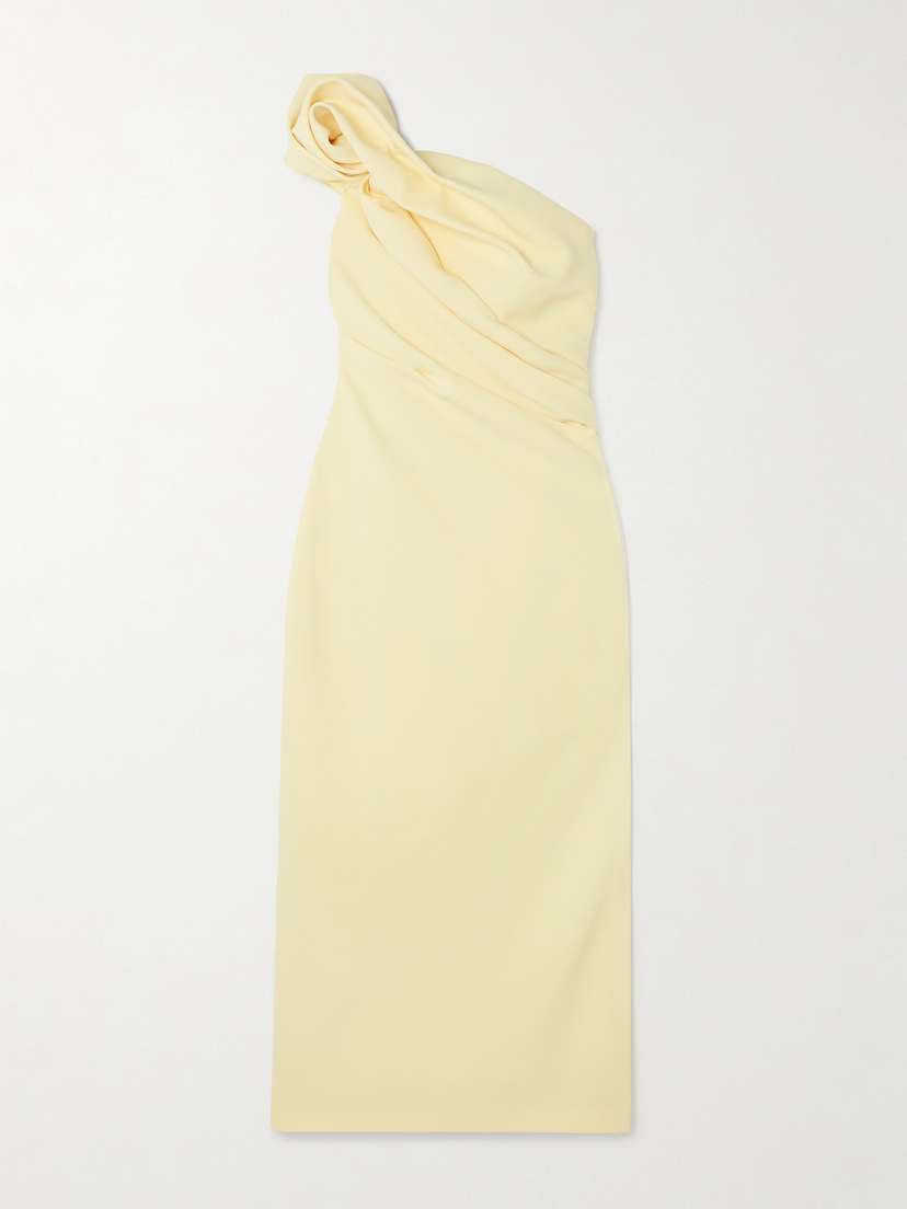 Safiyaa Granalle One-shoulder Gathered Stretch-crepe Midi Dress