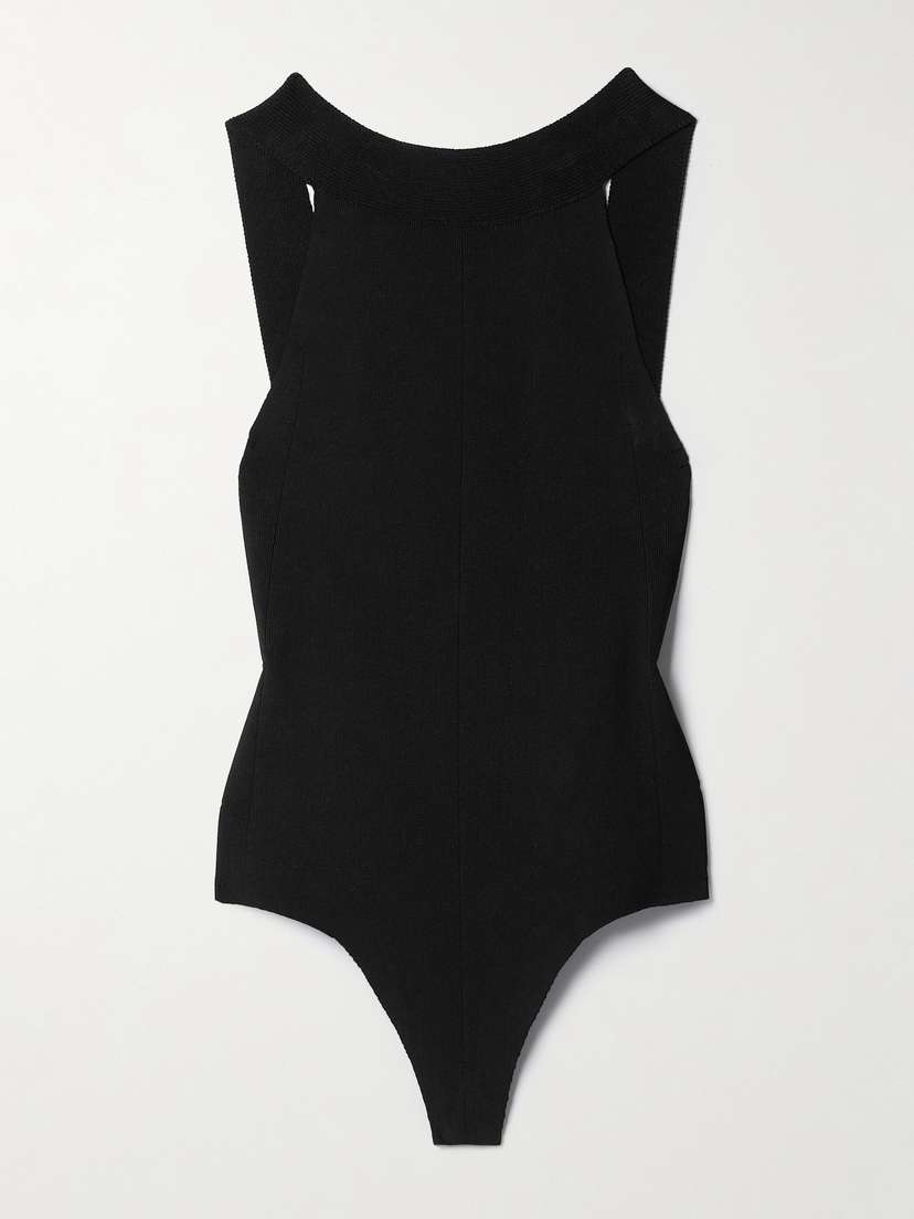 Khaite Campagna Open-back Stretch-knit Thong Bodysuit