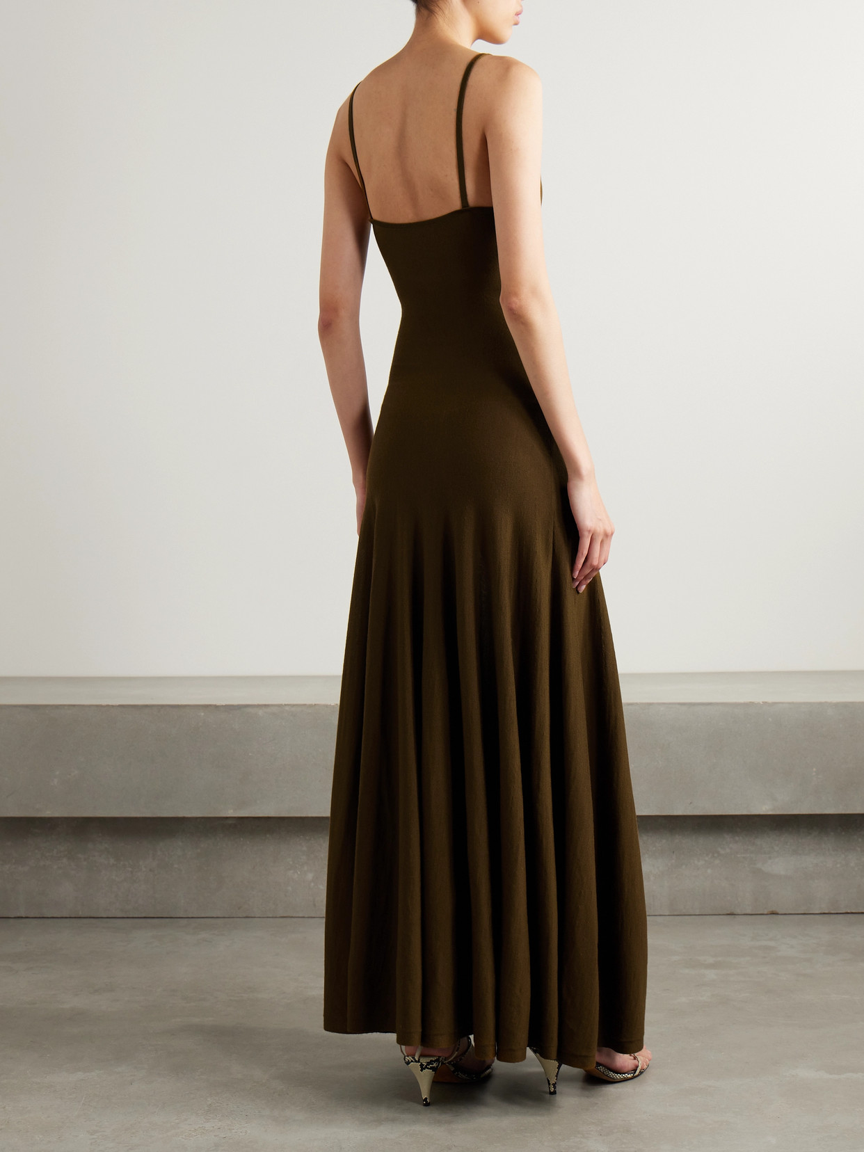 Khaite Ember Merino Wool-blend Maxi Dress In Green