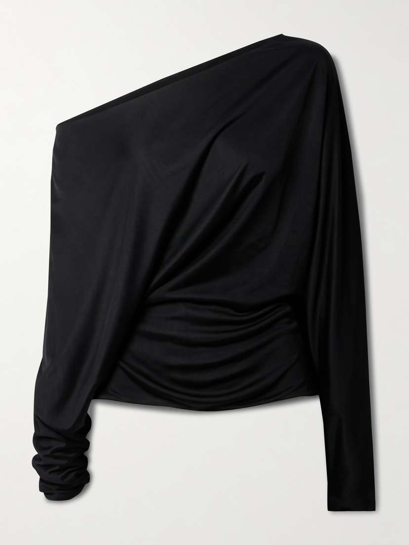 Khaite Juno Off-the-shoulder Gathered Satin-jersey Top