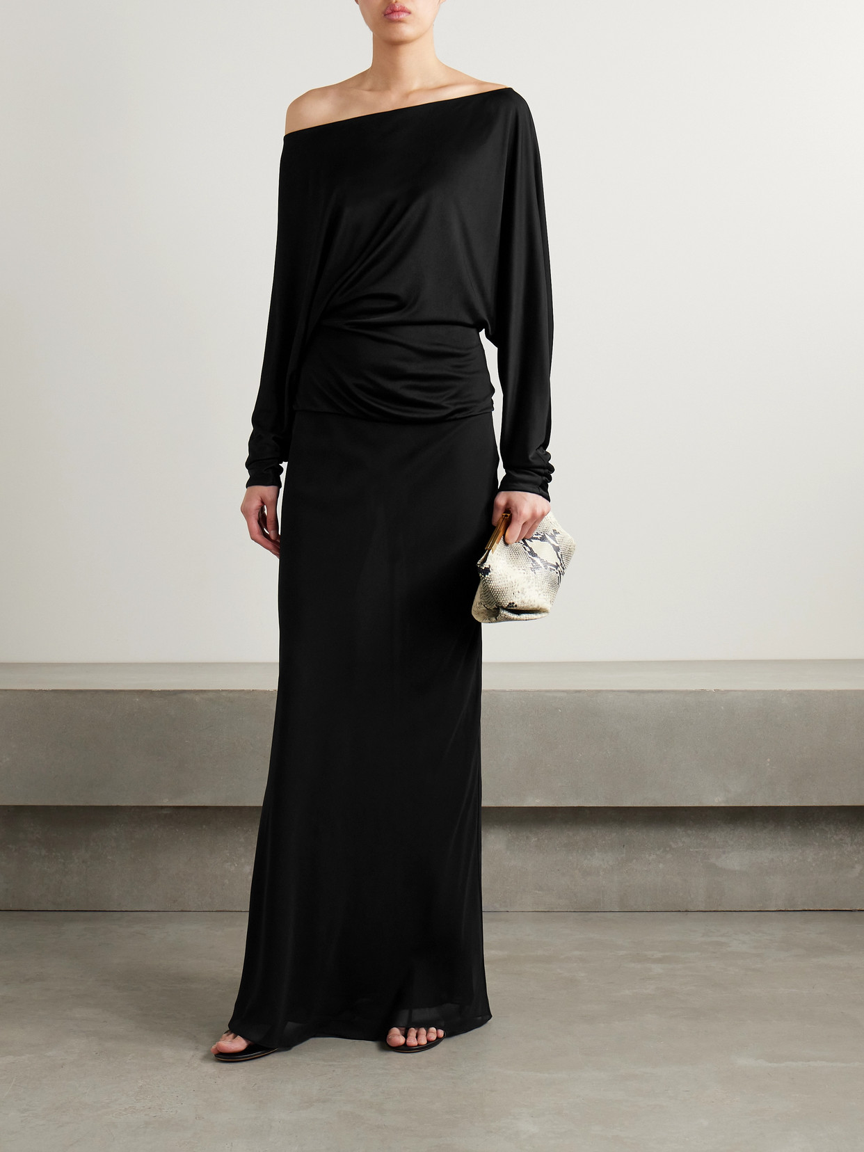 Khaite Mauva Silk-chiffon Maxi Skirt In Black