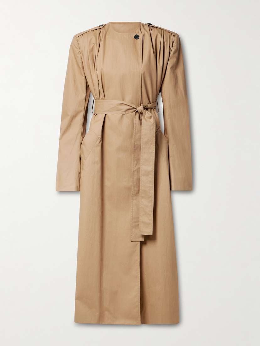Khaite Minnler Belted Coated Cotton-blend Trench Coat