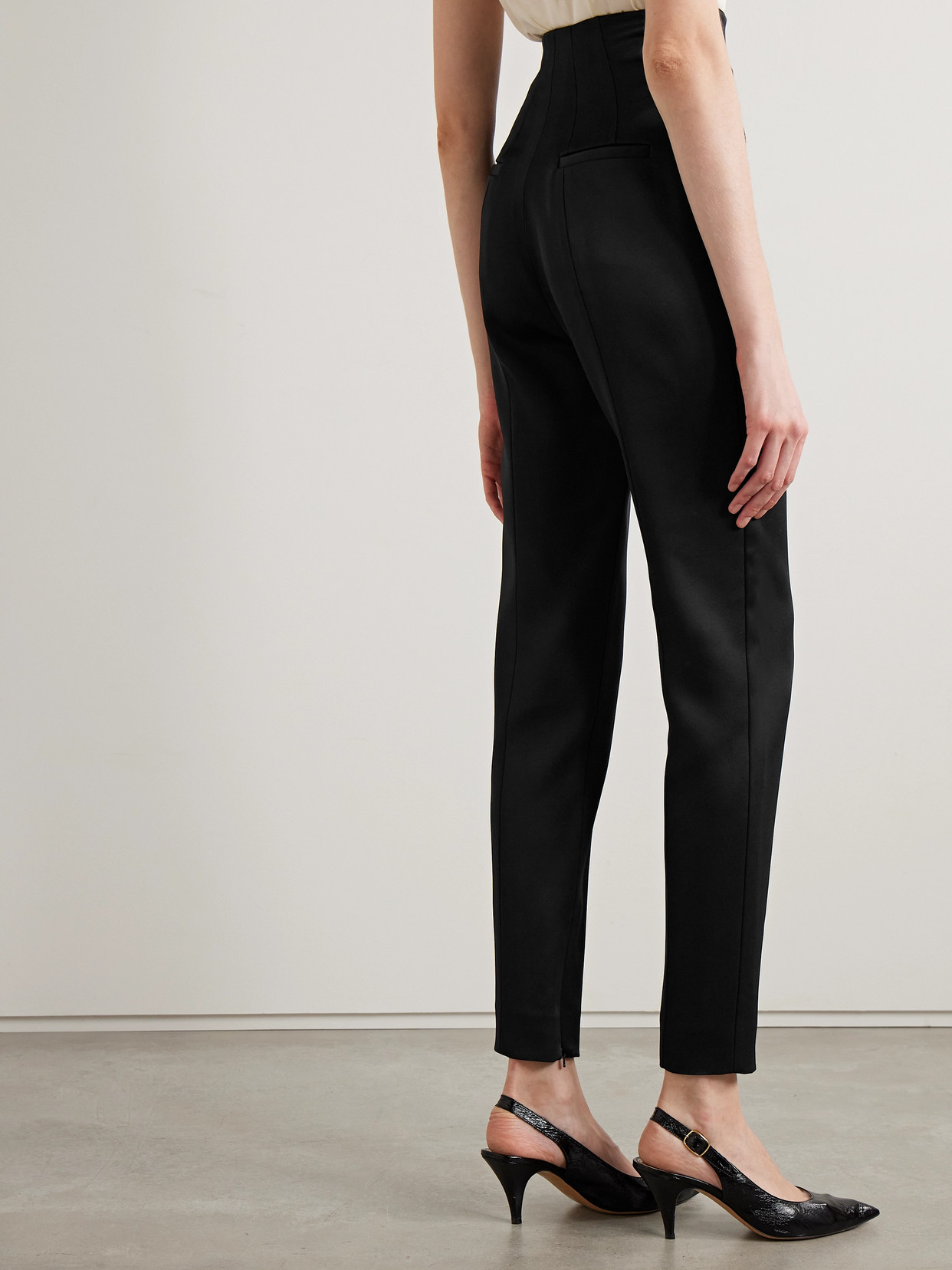 Shop Khaite Lenn High-rise Crepe Pants In Black