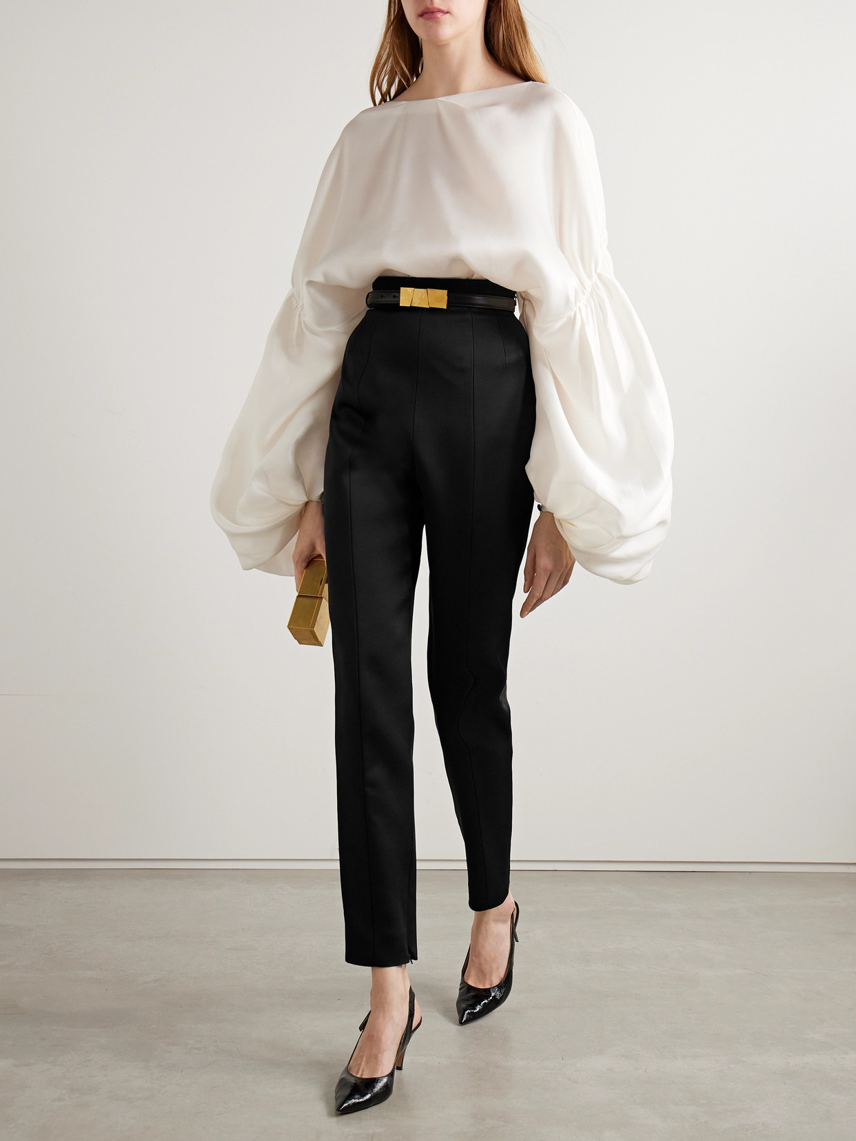 Shop Khaite Lenn High-rise Crepe Pants In Black