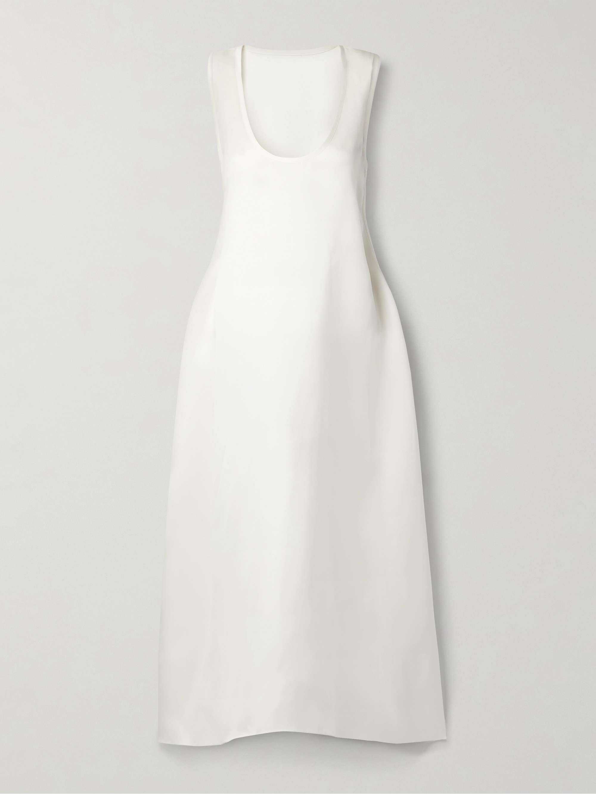 1250~Habotai-silk CORA Midi Dress with Lace-up Bodice and Flared Hem main image 1