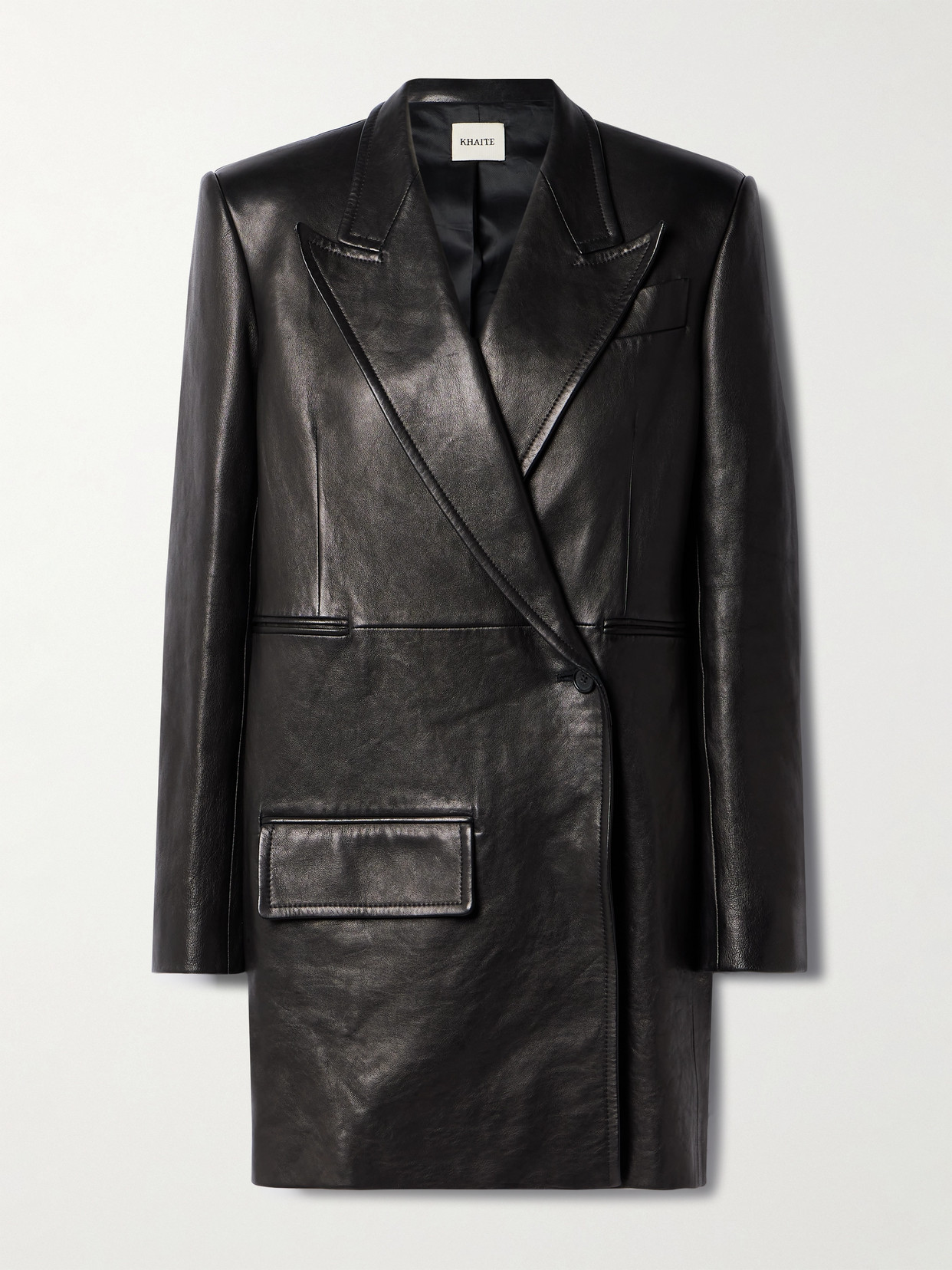 Shop Khaite Jacobson Leather Blazer In Black