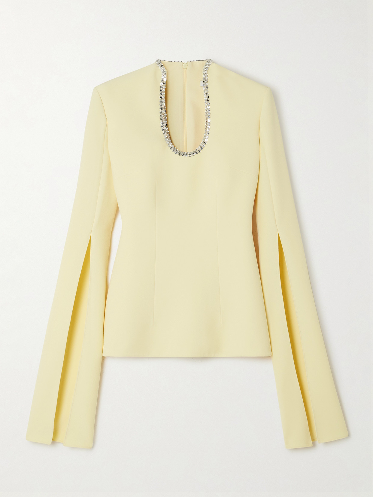 Safiyaa Thais Embellished Stretch-crepe Blouse In Yellow