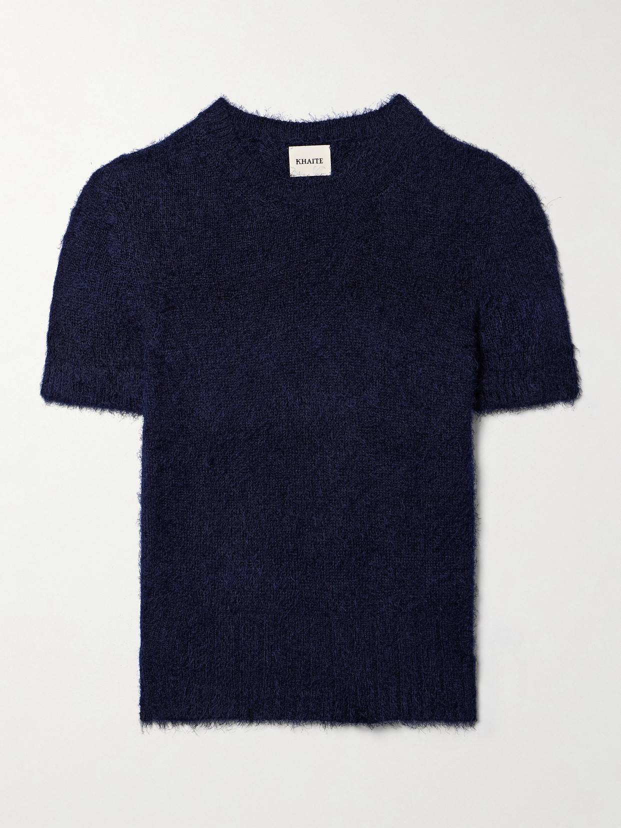 Khaite Luphia Brushed Silk And Cashmere-blend T-shirt In Blue