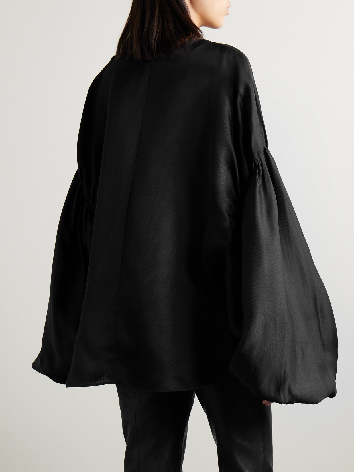 Shop Khaite Quico Oversized Silk Blouse In Black