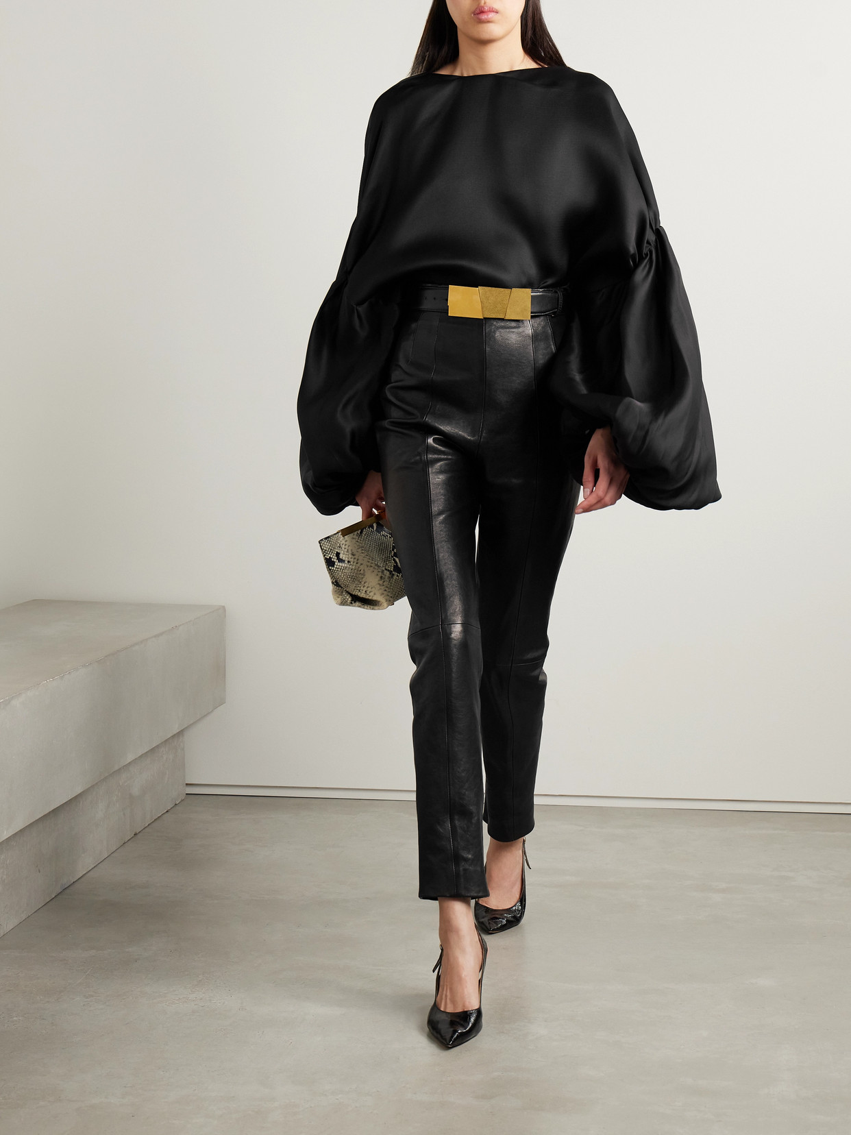 Shop Khaite Quico Oversized Silk Blouse In Black