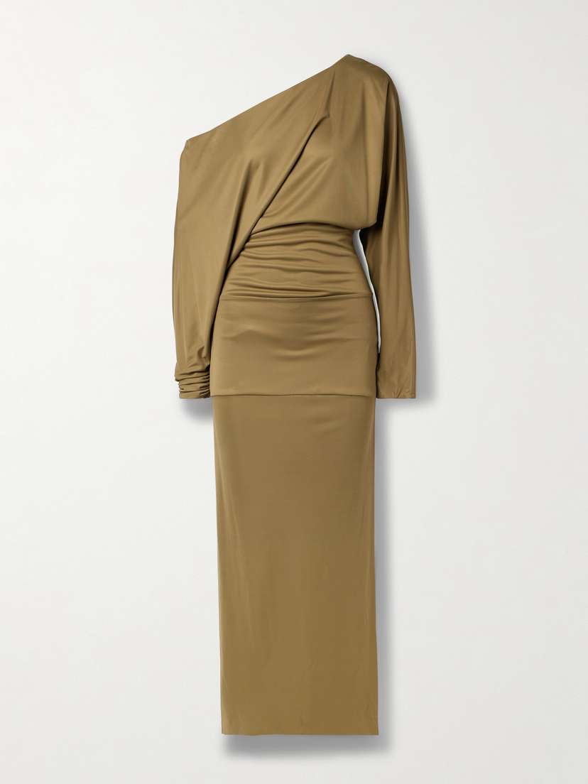 Khaite — Junet one-shoulder draped satin-jersey maxi dress