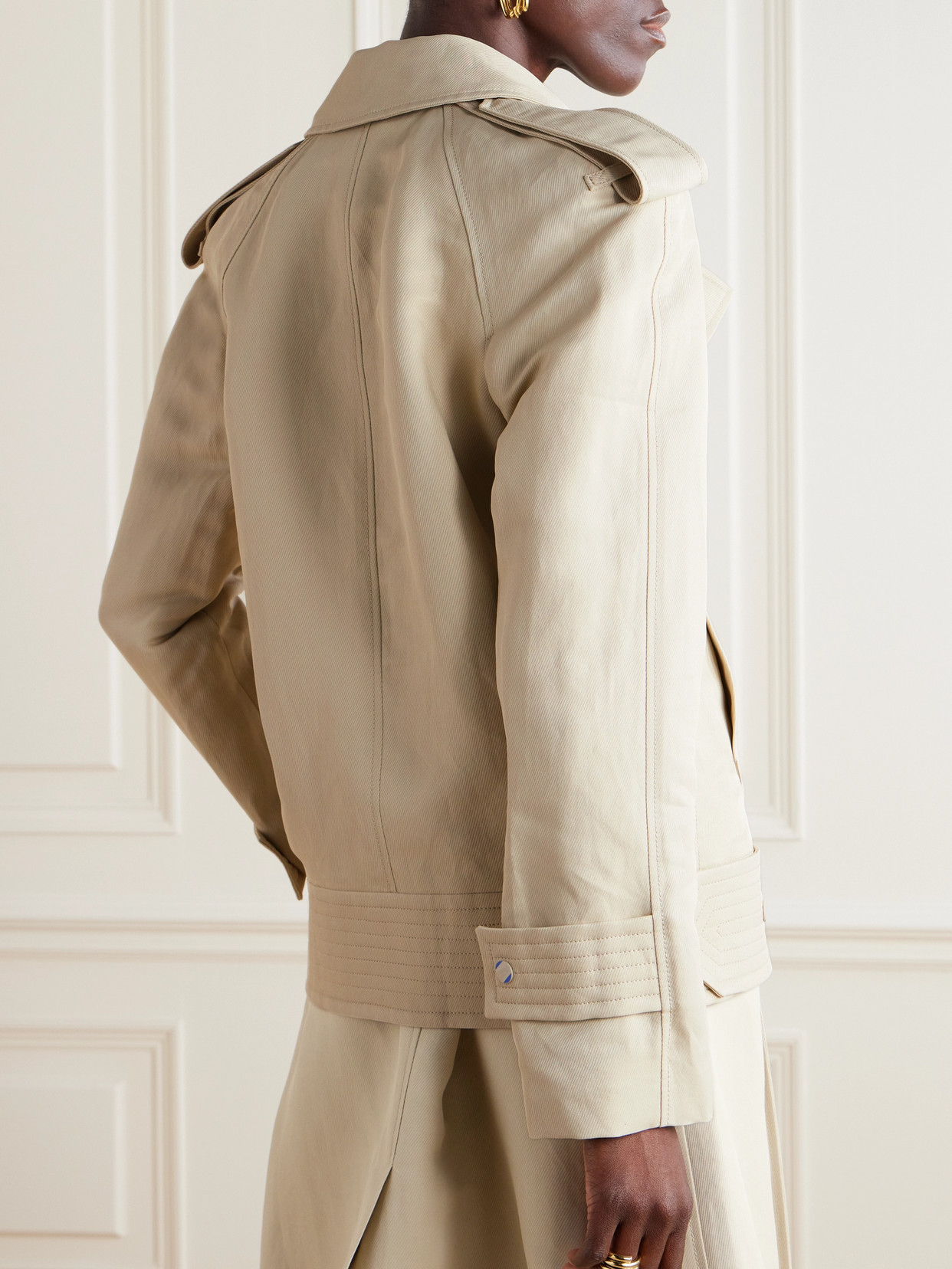 Burberry Canvas Trench Coat In Cream